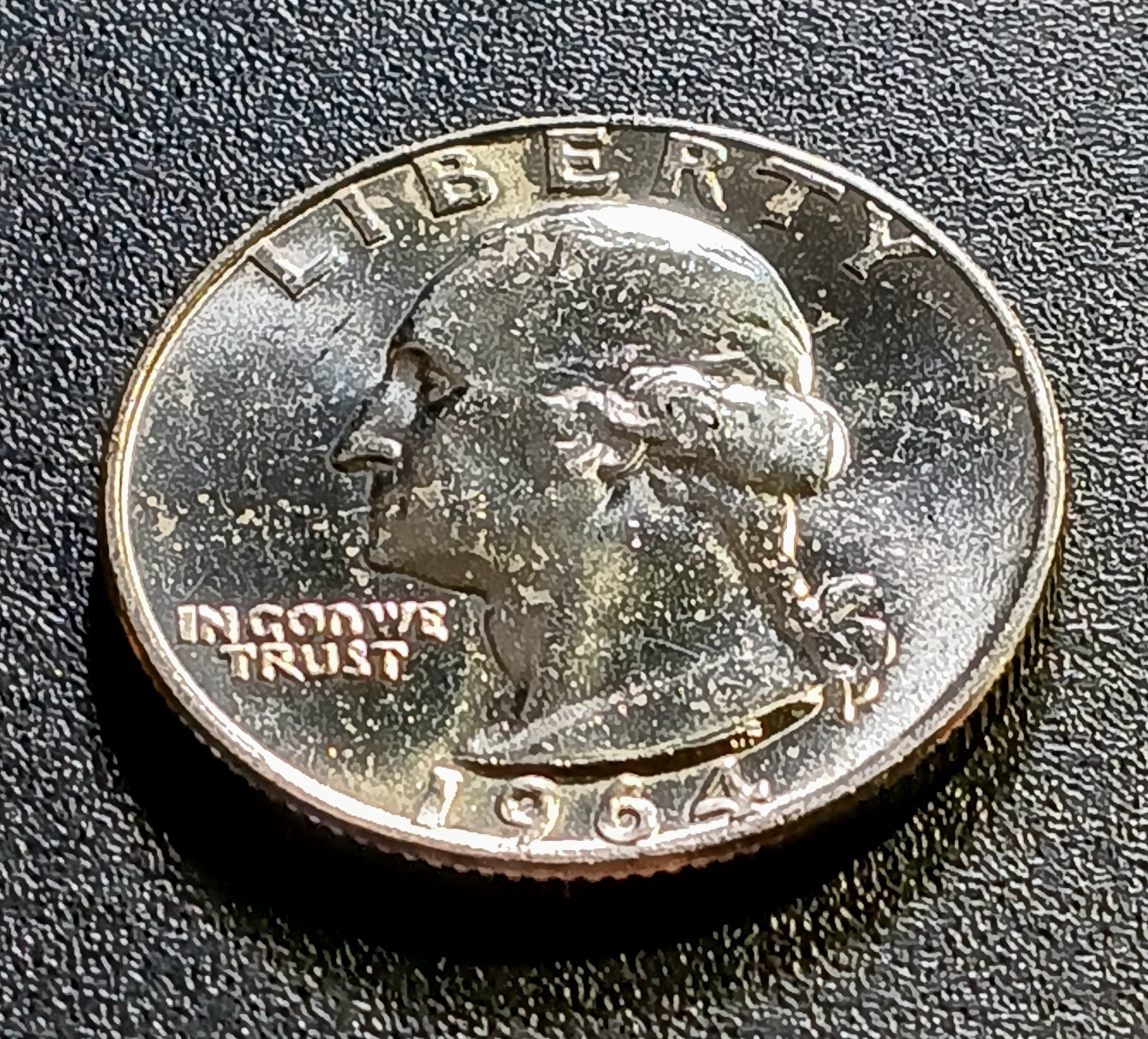 1964 D Washington Quarter BU Uncirculated  90% Silver  *With Capsule* Nice Coin