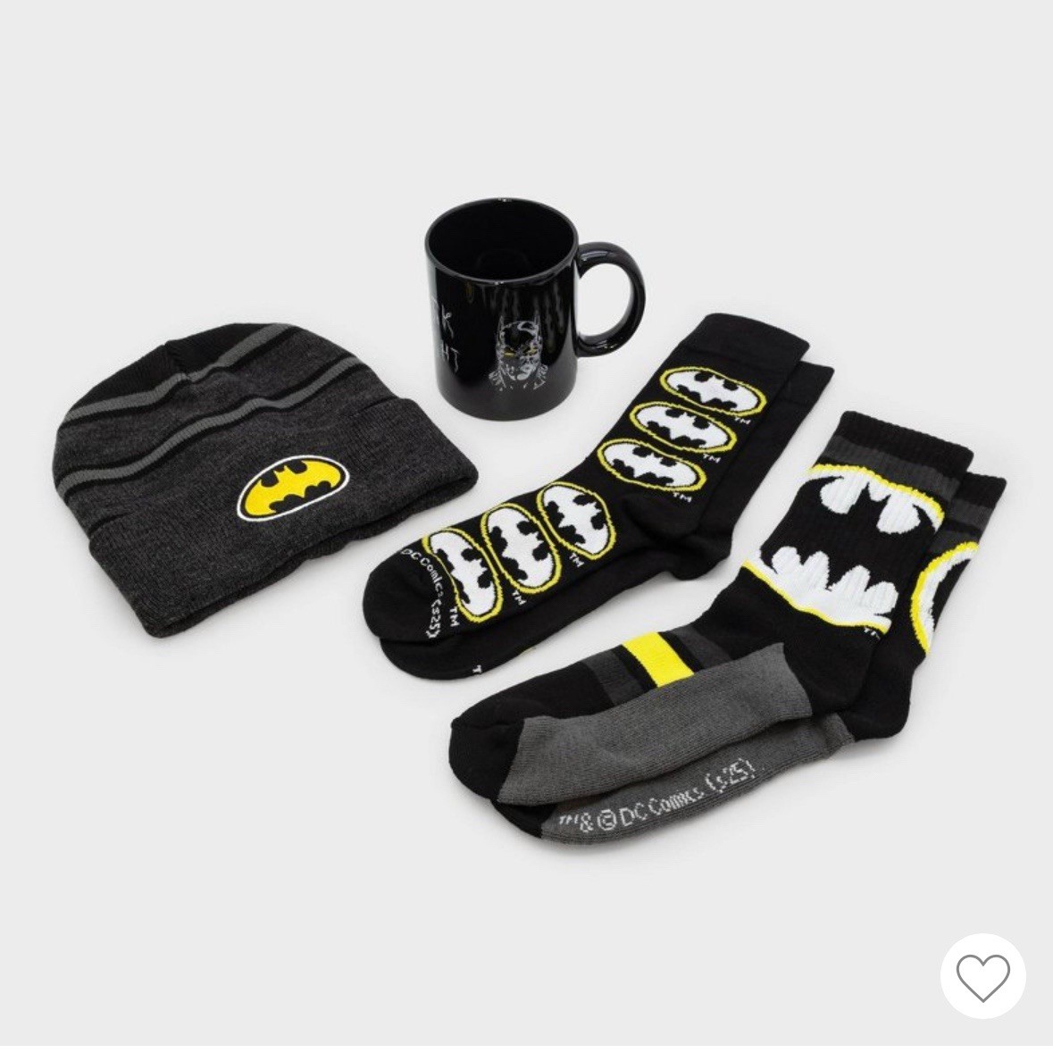 DC Comics Batman Men’s Gift Set Beanie Hat-crew And Boot Socks & Mug Box Set