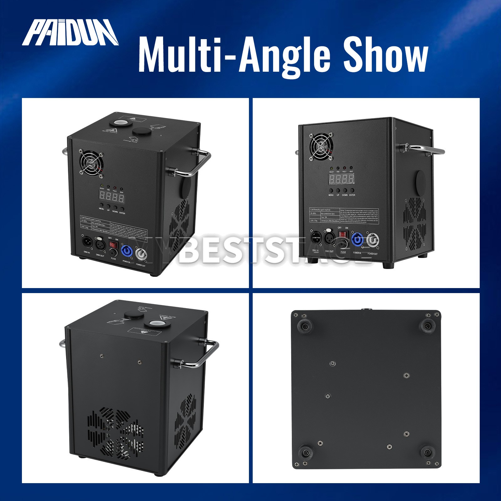 PAIDUN 2PCS Cold Spark Machine 850W Stage Effect Firework Flight Case Wedding DJ