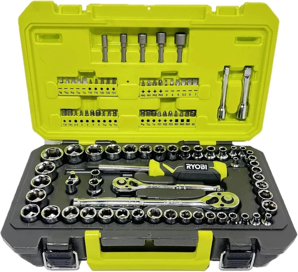 Ryobi 97 PC. 1/4" & 3/8" Drive Mechanics Tool Set - 6 Point
