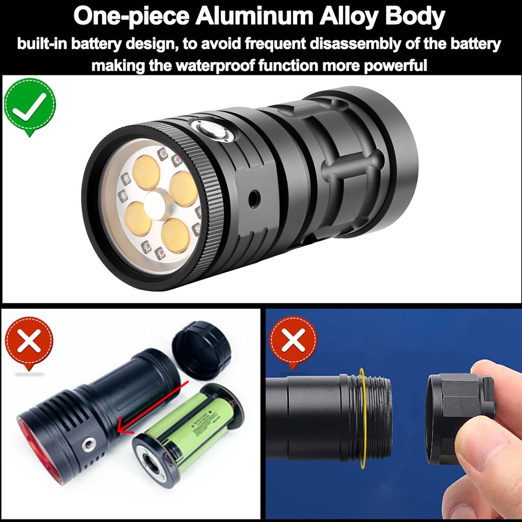 500000LM Diving Flashlight Led Underwater Camera Diving Photography Lighting
