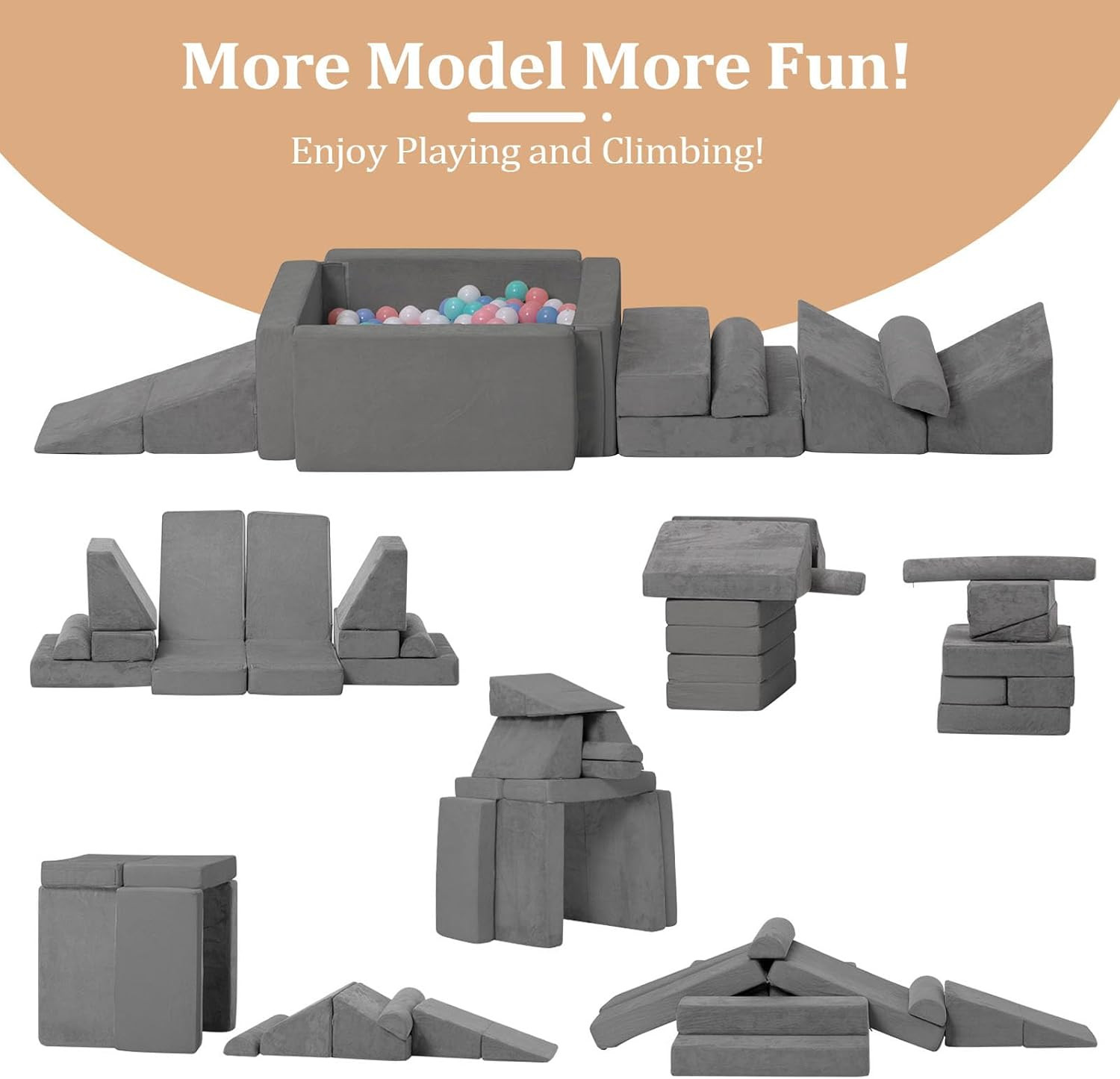 Modular Kids Couch with Ball Pit - Convertible Foam Play Sofa for Toddlers