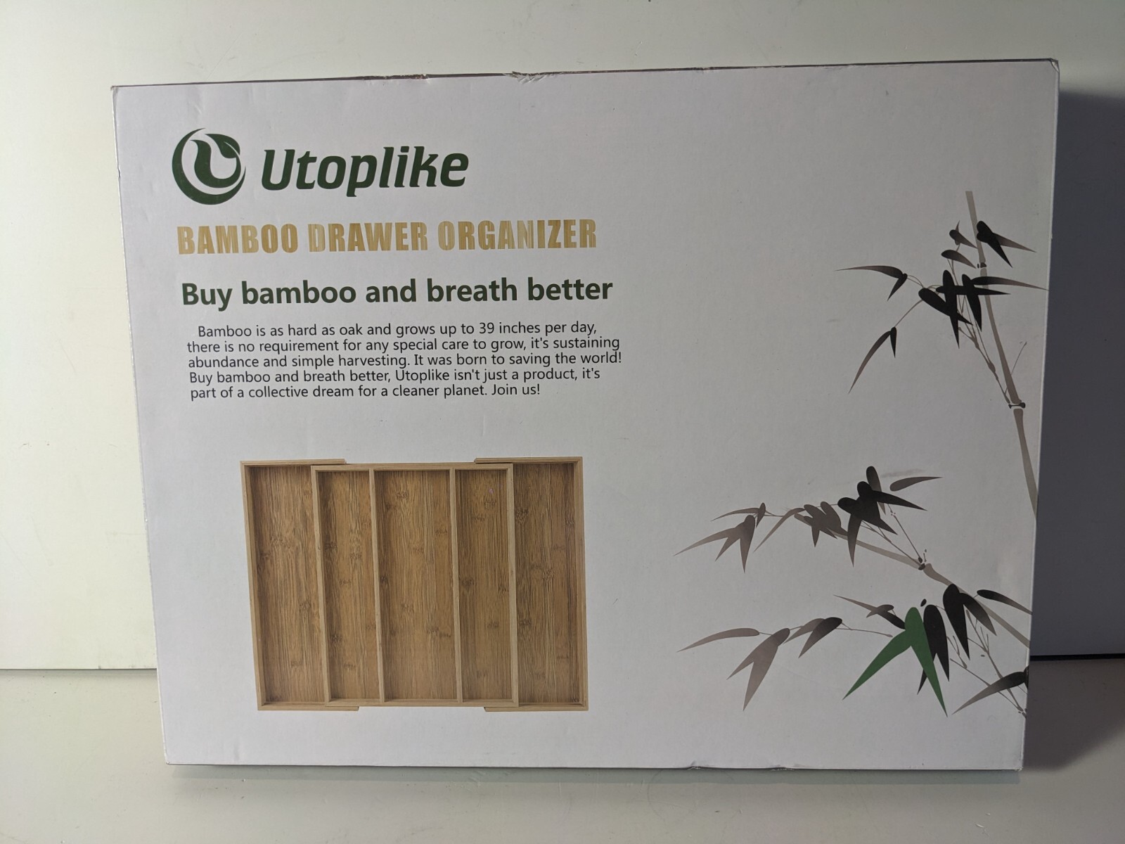 Utoplike Moso Bamboo In Drawer Storage Organizer Block