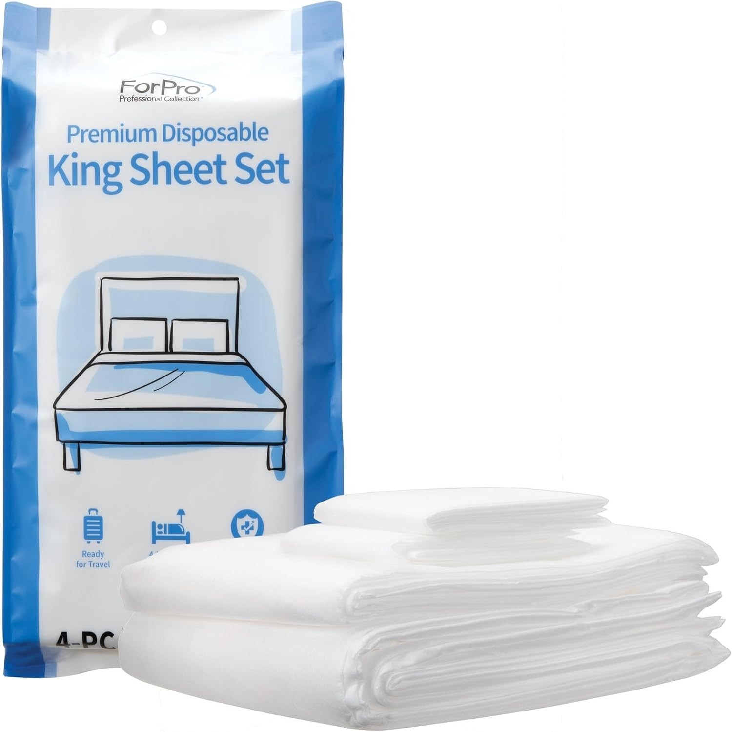 Premium Disposable Sheet Set 4-PC King Size Bedding Travel Includes Bed