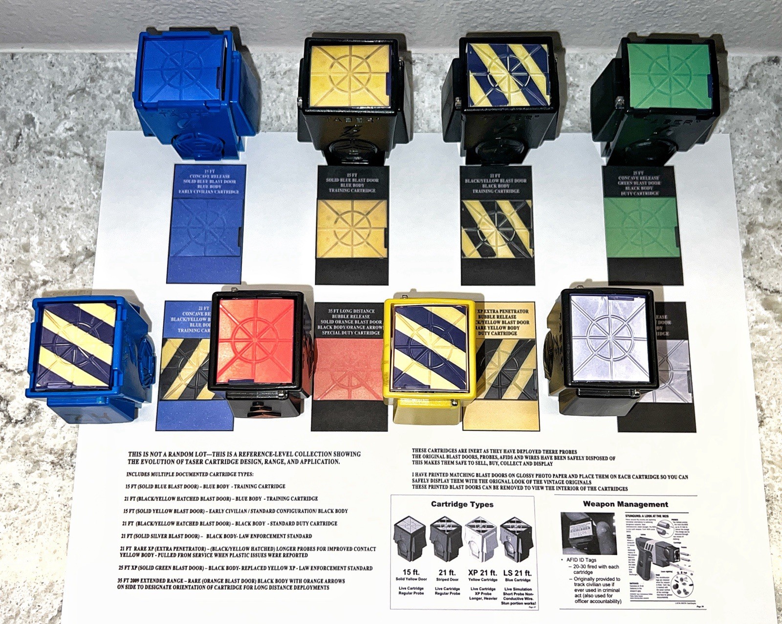 Inert TASER X26(P) M26 8-Cartridge Collection Display Set 15ft 22ft 25ft 35ft XP