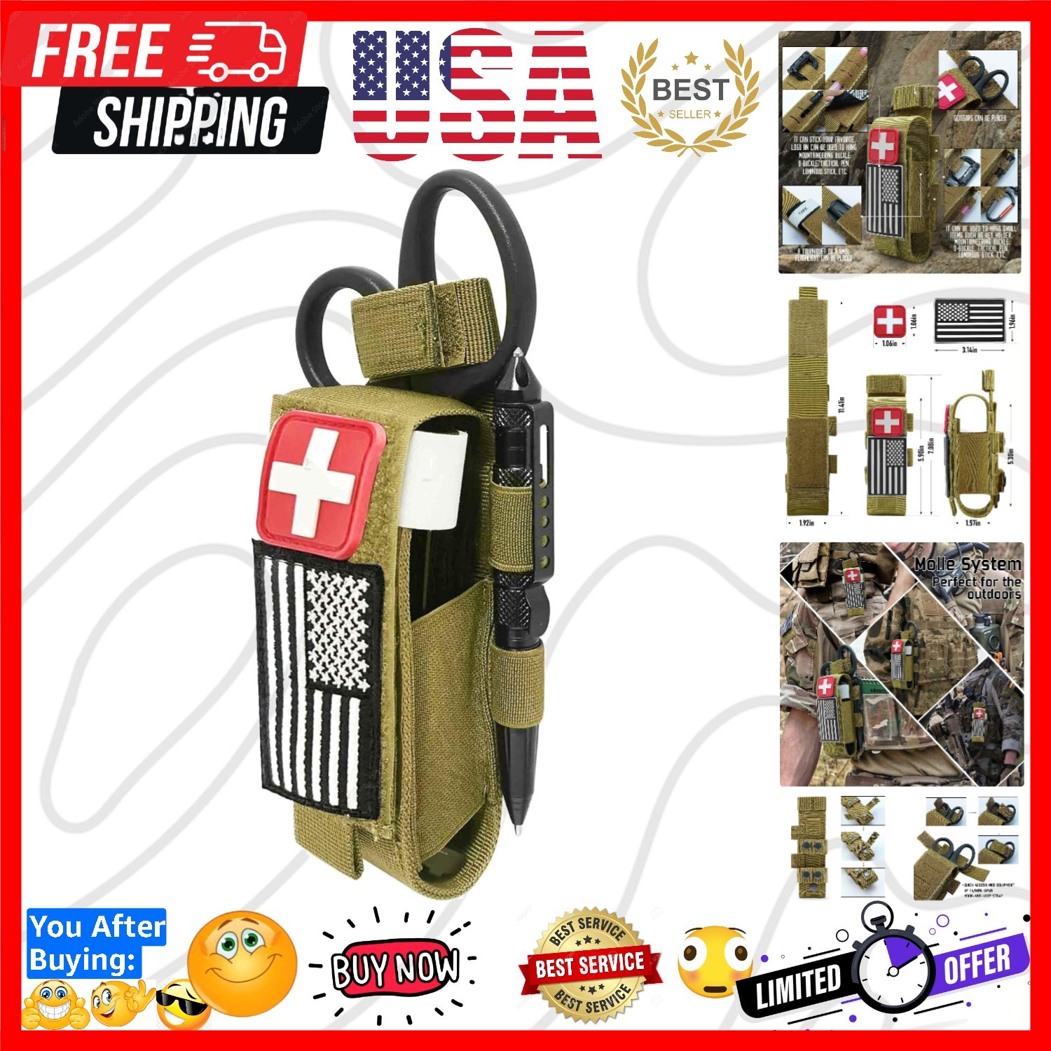 Upgrade 1000D Laser Cut Molle Tourniquet Holder, Heavy Duty Tactical Molle To...