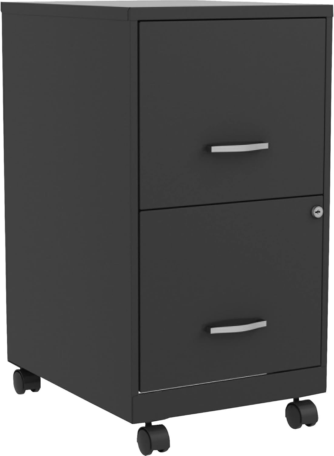 Compact Black 2-Drawer Mobile File Cabinet - 14.2" x 18" x 26.5