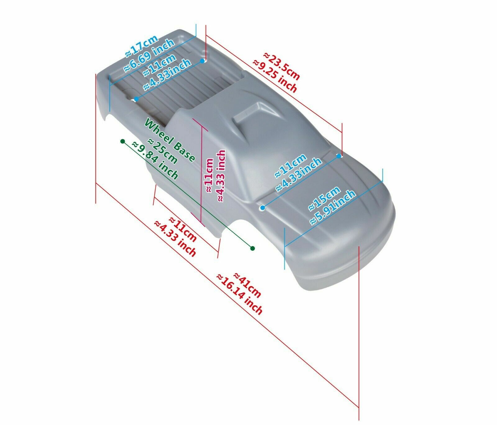 Custom Body Metallic Gray for Traxxas Stampede 1/10 Truck Car Shell Cover