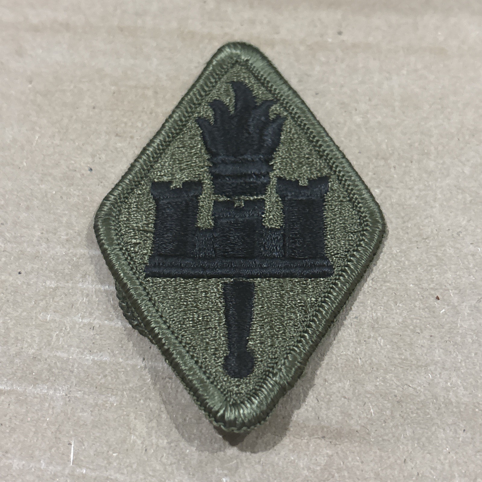 Vintage Military Patch Army Engineer School Subdued Variant Green Border