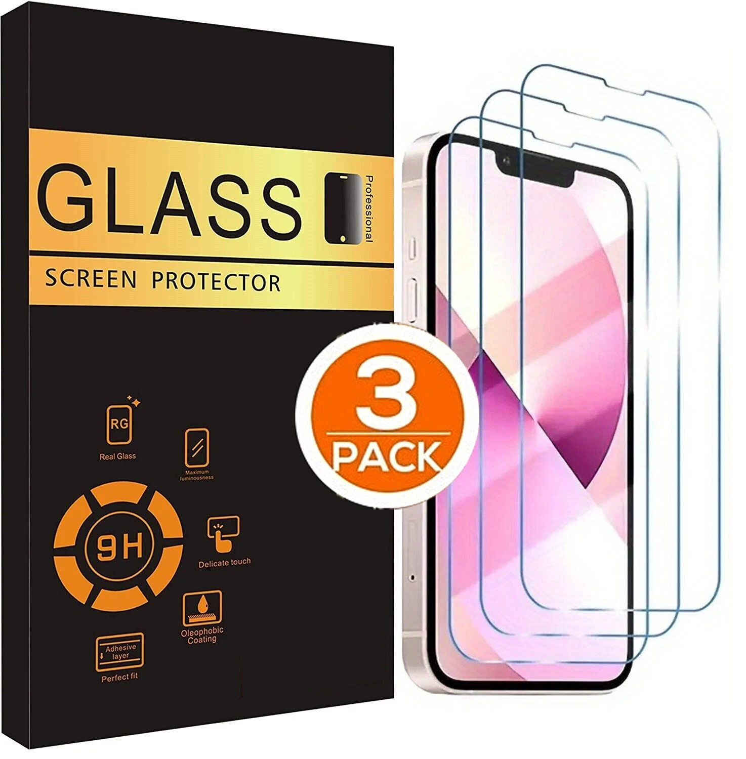 3 Pack Tempered Glass Screen Protector For iPhone 17 16 15 14 13 12 11 Pro Max