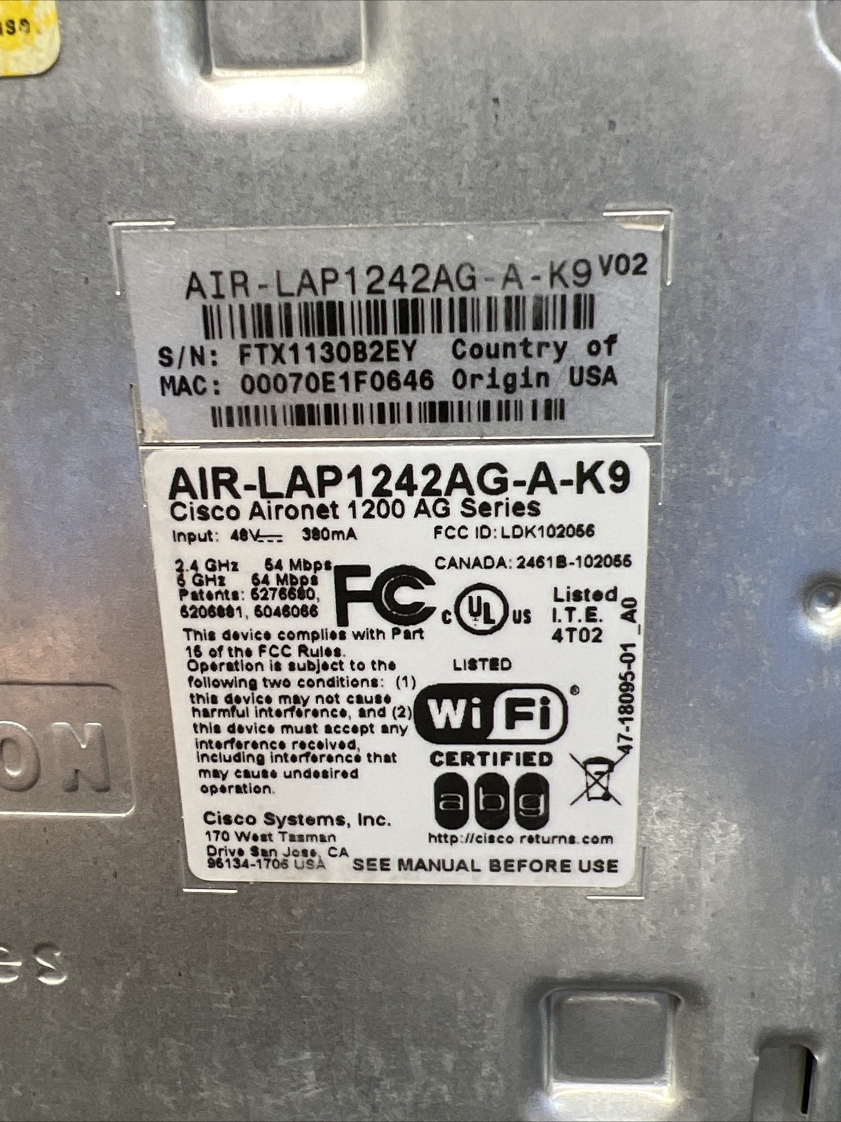 New Open Box Cisco AIR-LAP1242AG-A-K9 - Wireless