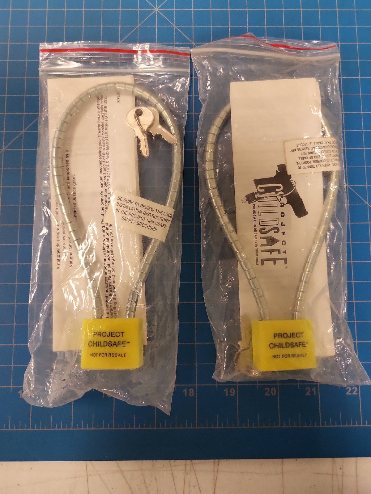 Project Childsafe Gun Cable Locks With Keys Firearm Safety 2 Pack New