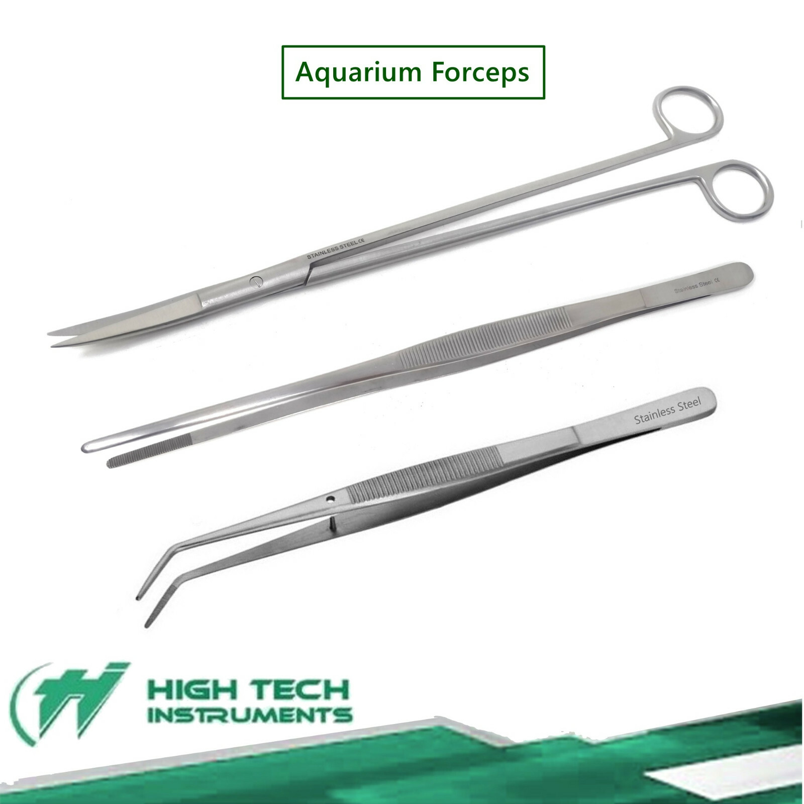 3 IN 1 Aquarium Aquatic Live Plants Long Handle Tweezers Scissors Trim Tool Set