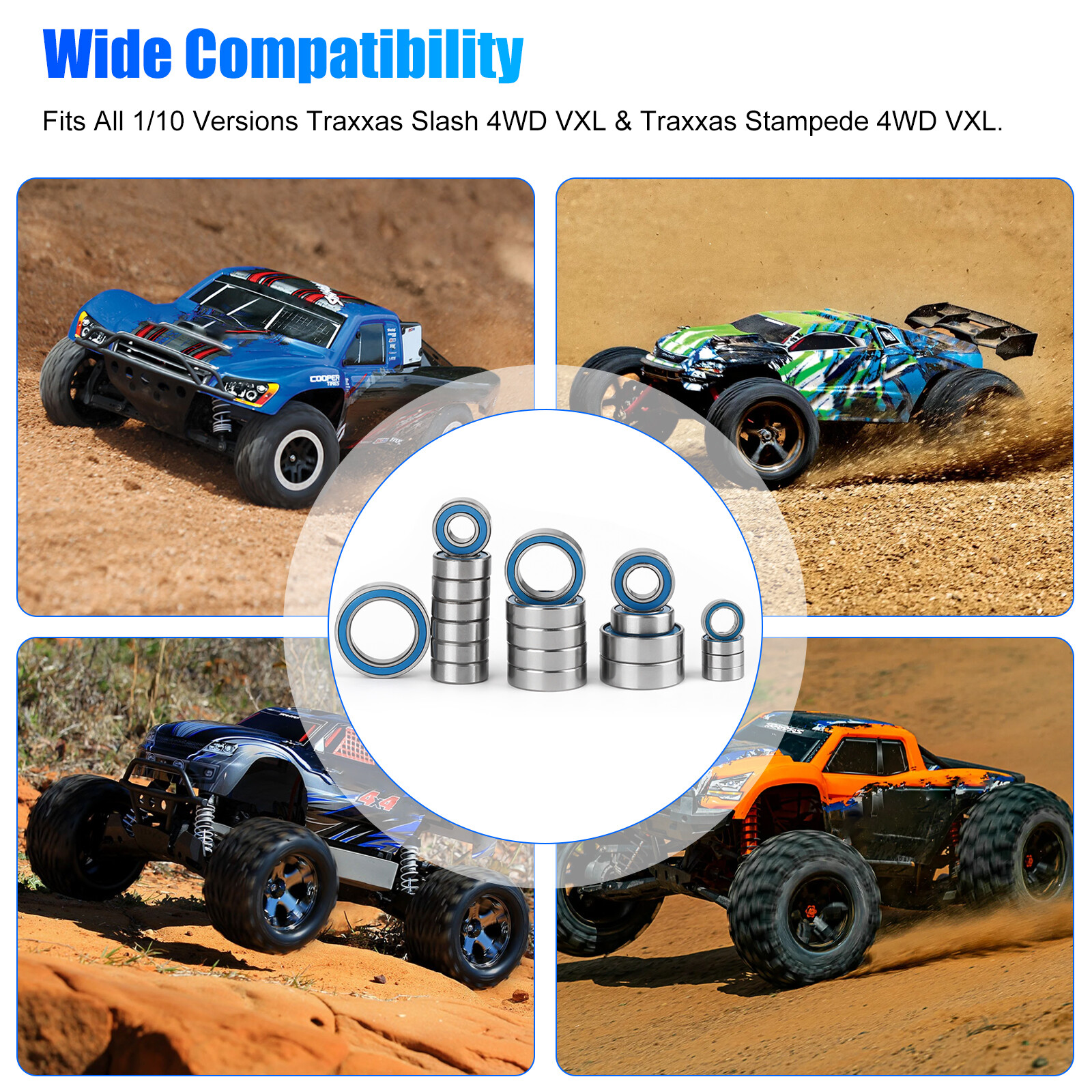21Pcs RC Bearings Kit for Traxxas Slash 4x4 Rustler Stampede 4X4 VXL Telluride