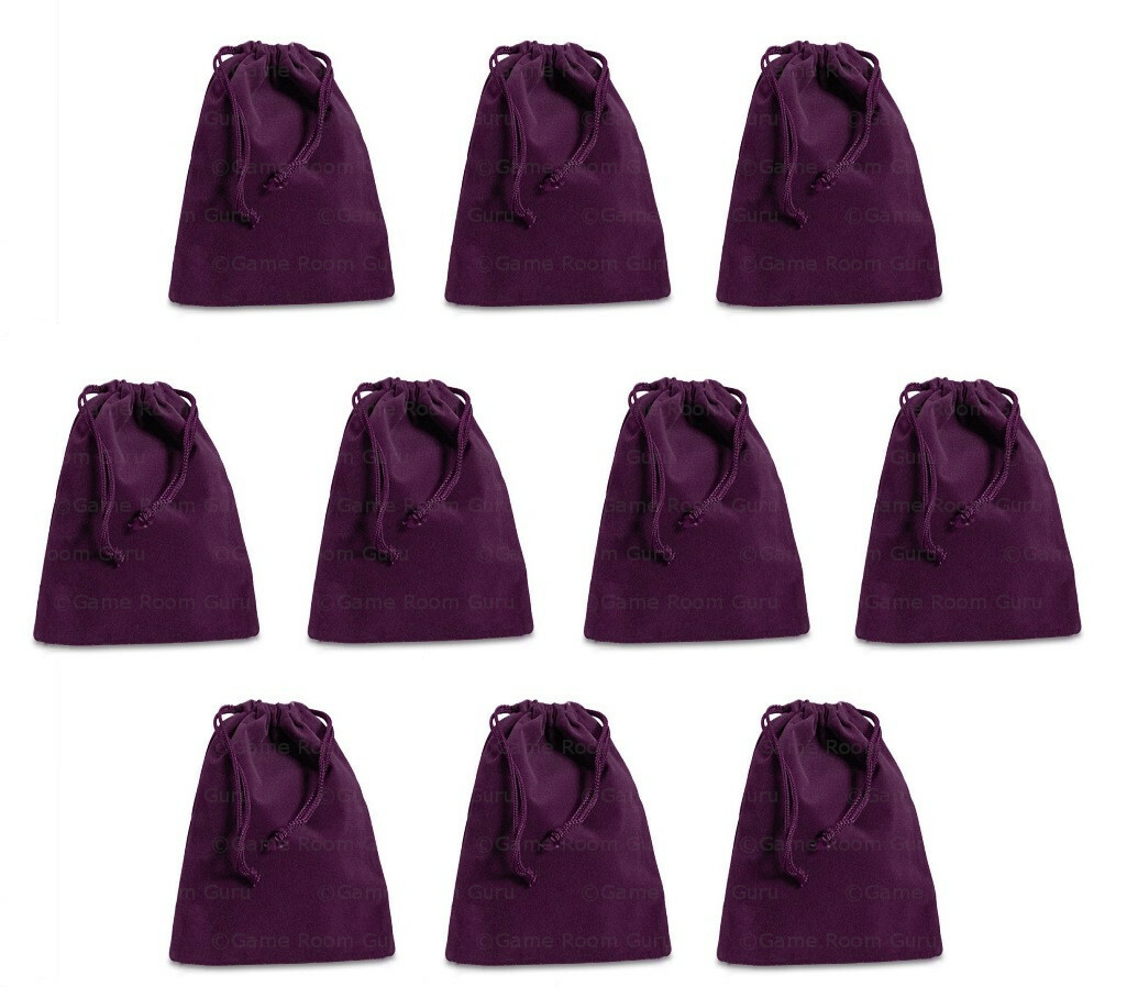 NEW 10 Piece 4 x 5.5 Velveteen Cloth Dice Bag Set – RPG D&D Pouch – Purple