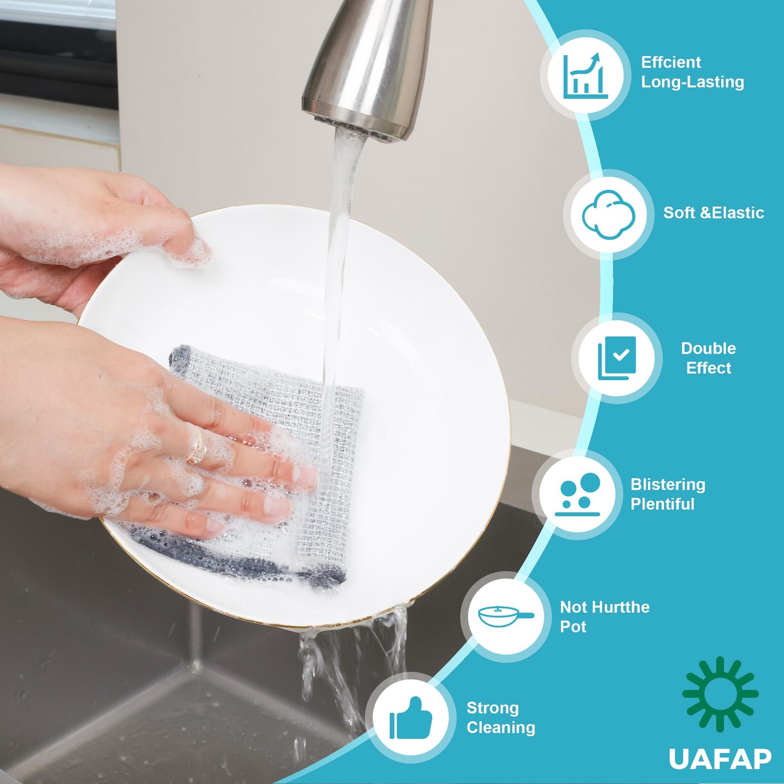 UAFAP 12 PCS Non Scratch Wire Dishcloth, Cleans Fast Without Scratching, Stan...