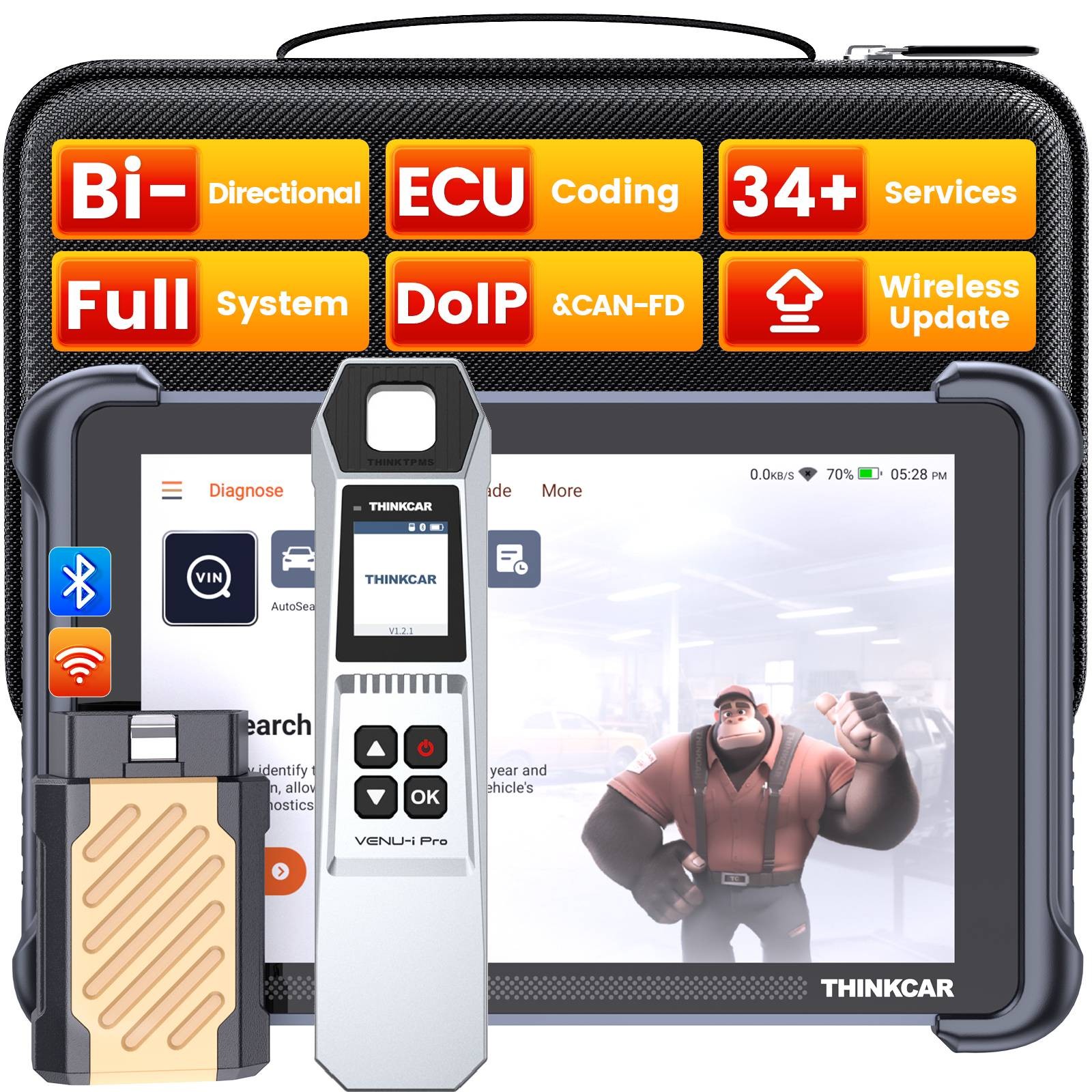 ThinkScan 689BT Auto Diagnostic TPMS Tool Bidirectional OBD2 Scanner E.CU Coding