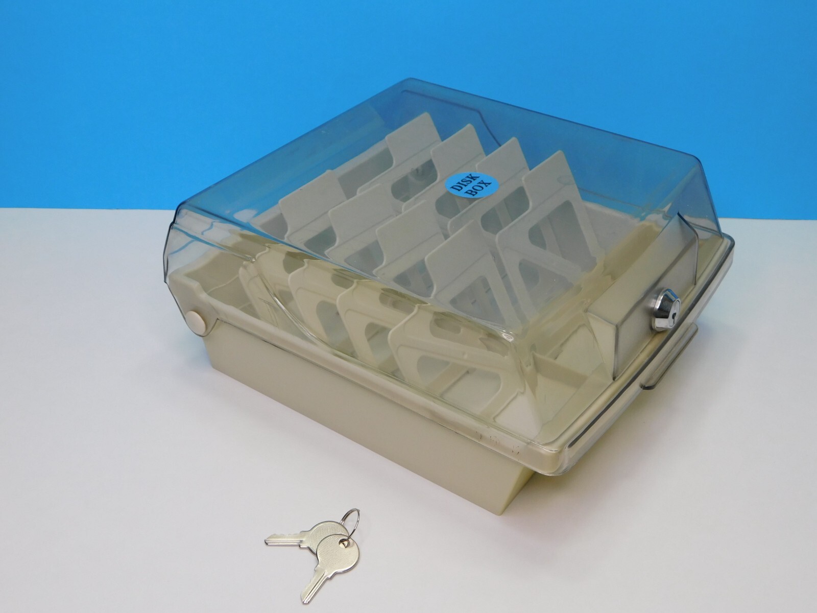 Computer Disk Storage Box File With Keys 3.5" & Zip Disks 3-1/2" Adjustable