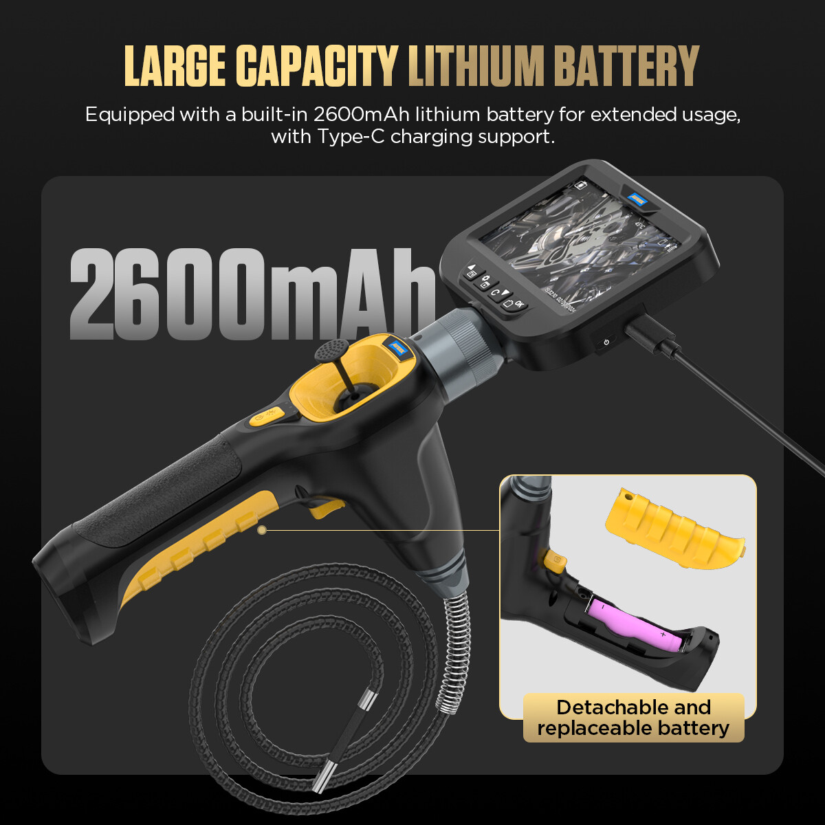 Industrial Endoscope Camera 360° Articulating Borescope Inspection 4-Way 360°