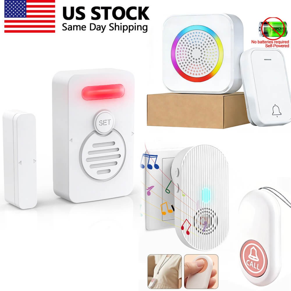 Door Alarm Wireless Self-Powered Doorbell Wireless Caregiver Pager Fall System