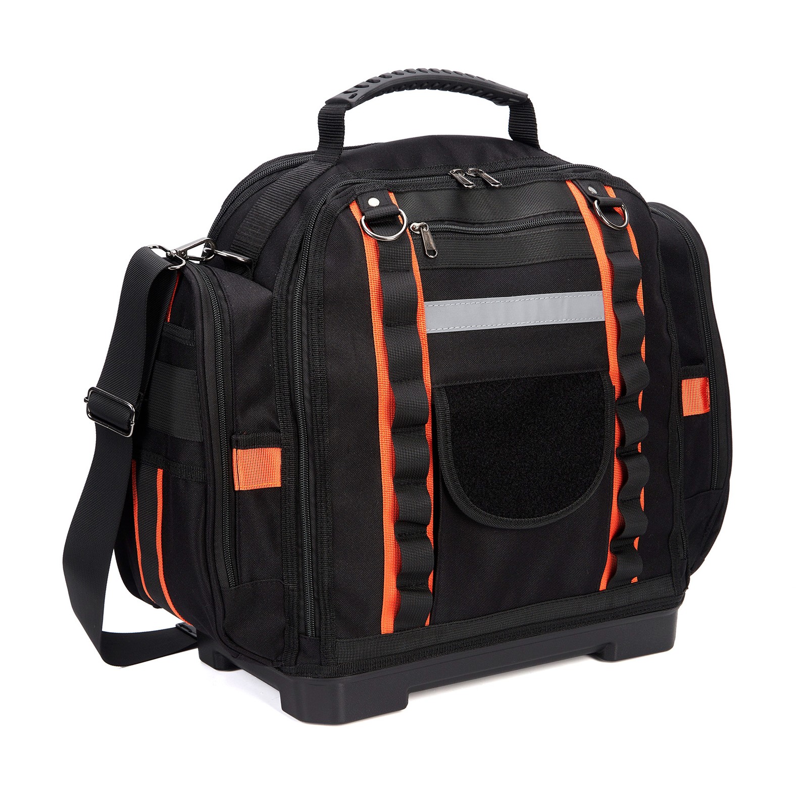 Polyester Tool Bag 15.7" with Rubber Base, 21 Pockets, Removable Shoulder Strap