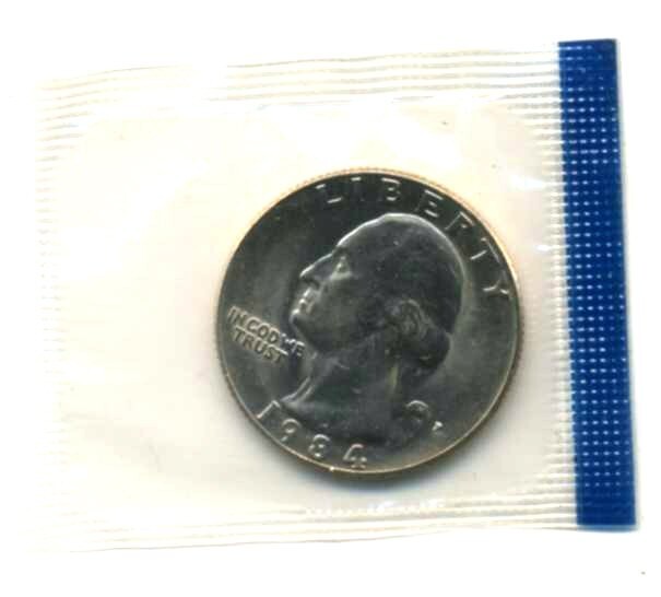 1984 P GEM BU WASHINGTON QUARTER UNCIRCULATED GOVERNMENT SEALED MINT COIN #3106