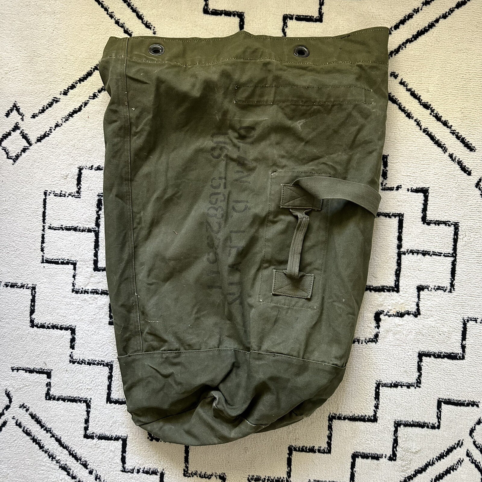 Vintage Stenciled Named Military Duffle Bag