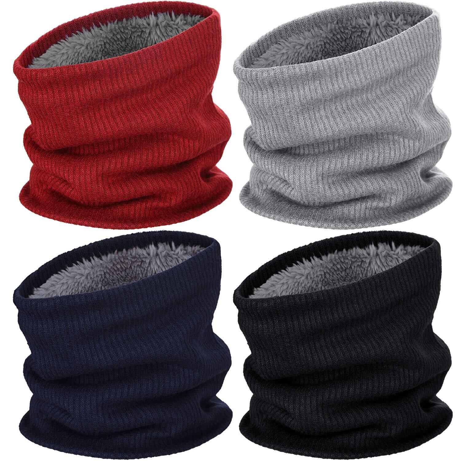 4 Pieces Winter Neck Warmer Fleece Tube Scarf Thicken Knitted Windproof Banda...