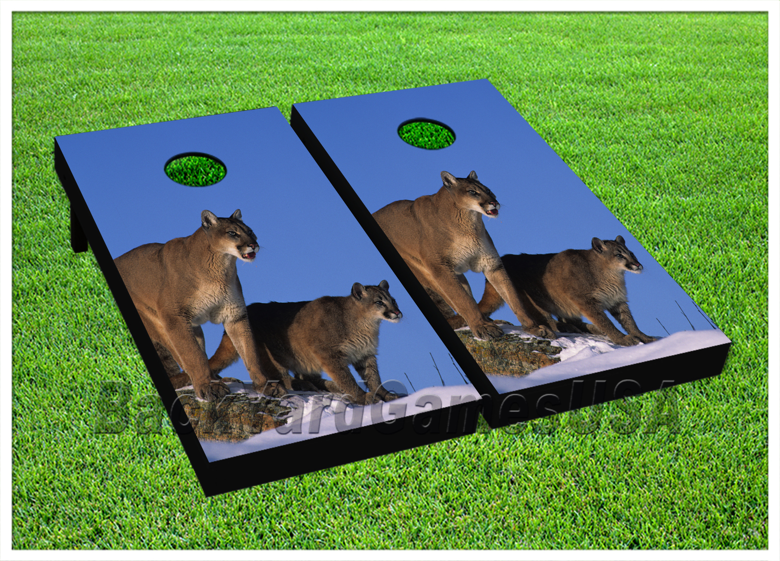 Puma Animals Wildlife CORNHOLE BEANBAG TOSS GAME w Bags Game Boards Set 1009