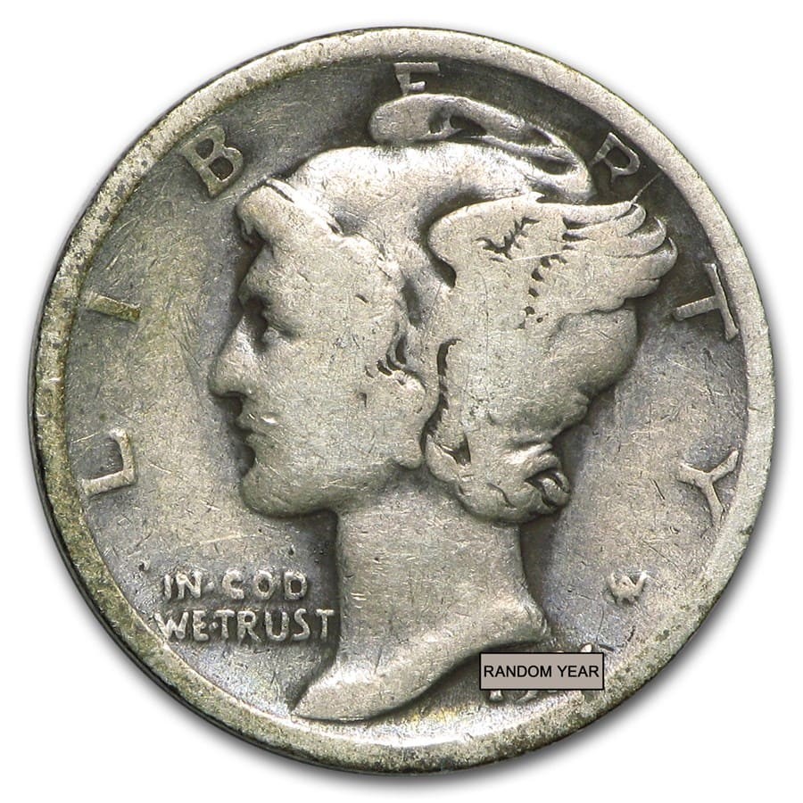 90% Silver Mercury Dime $100 Face Value Bag