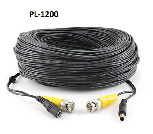 200ft CCTV Security Camera Male/Female DC Power Cable w/ BNC Male Plugs, PL-1200
