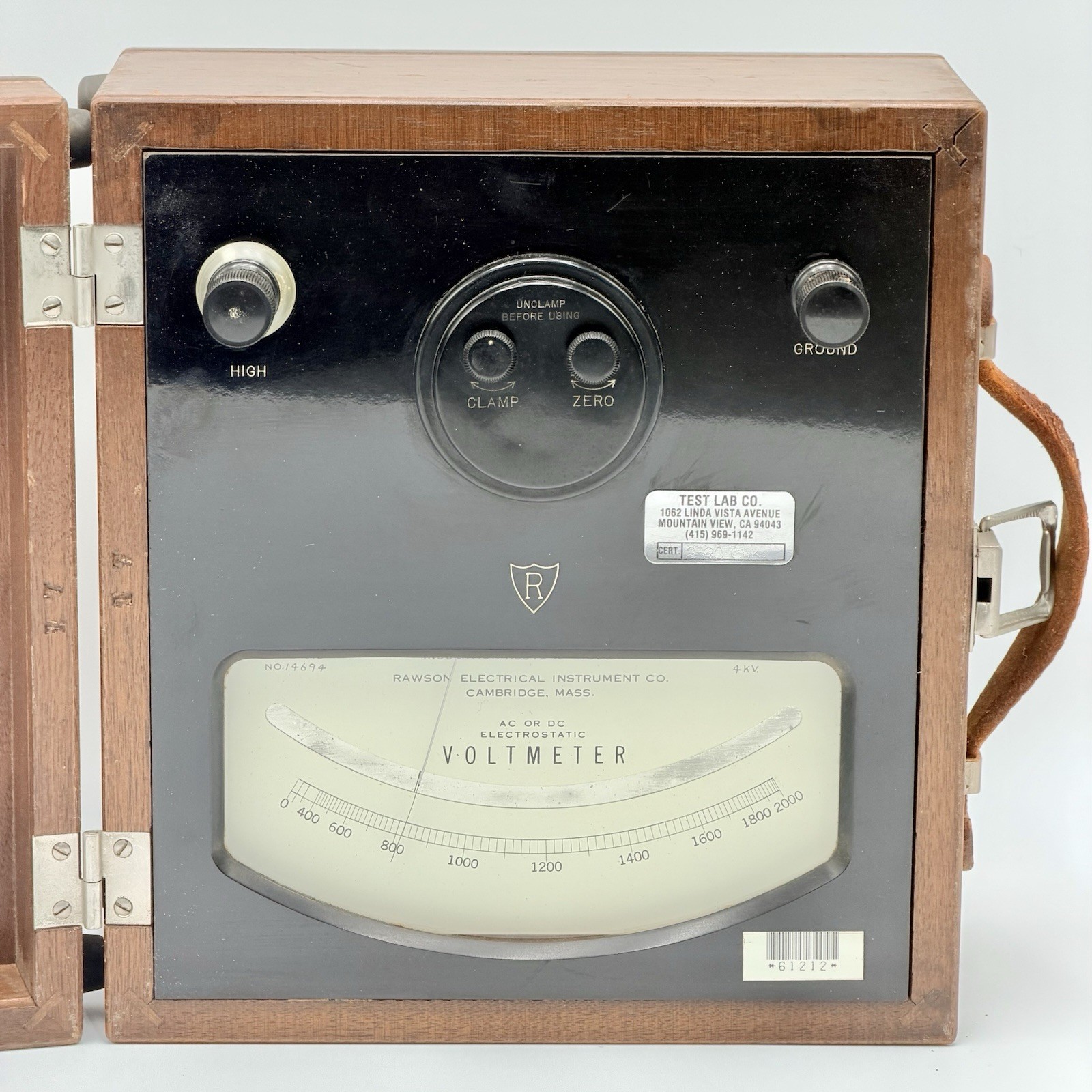 Rawson 518 Electrostatic Voltmeter 4kV Vintage Wood Case No.14694