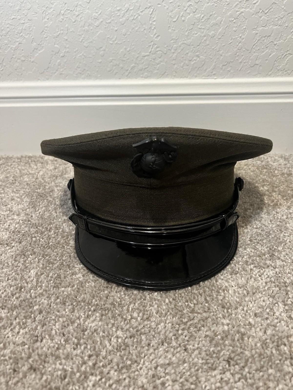 USMC Service Barracks Cap Cover Hat 2006 Bernard Cap Co Size 6 3/4 Green EGA