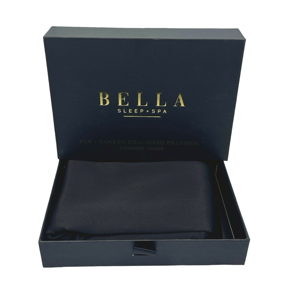 Bella Sleep + Spa | Silk + Bamboo Dual-Sided Pillowcase King Black Bedding