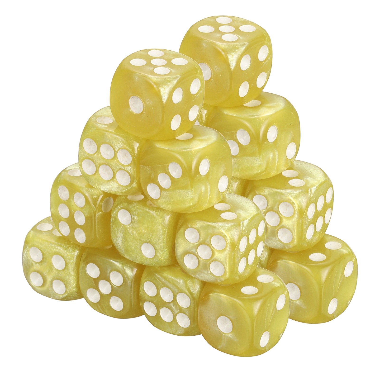 36Pcs Polyhedral Dice 12mm Pearl Pattern Square Dice, Yellow