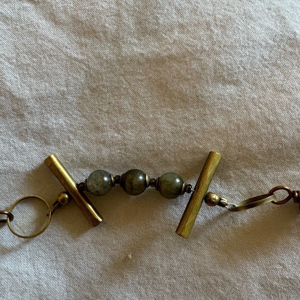 Handmade brass and stone bracelet -$65