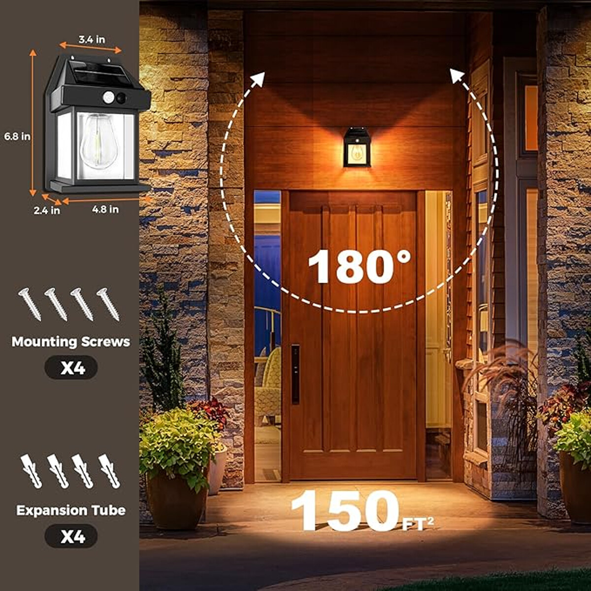 2 Pack LED Motion Sensor Solar Lights ,Outdoor IP65 Waterproof Security Lamp