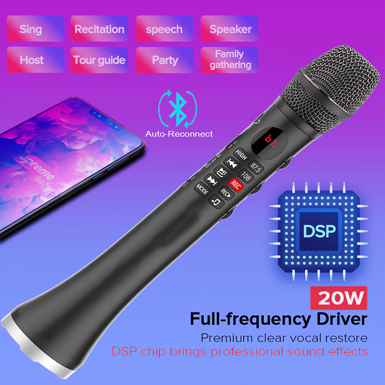 Karaoke Microphone Machine Wireless Speaker SingMasters SM30 CarPool,Bluetooth