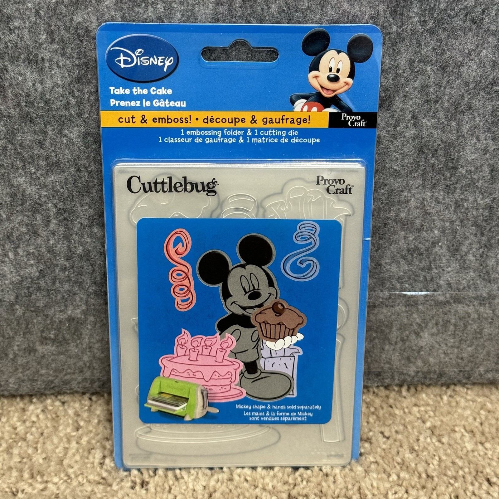 Provo Craft Cuttlebug Disney Mickey Take the Cake Cutting Die/Embossing Folder