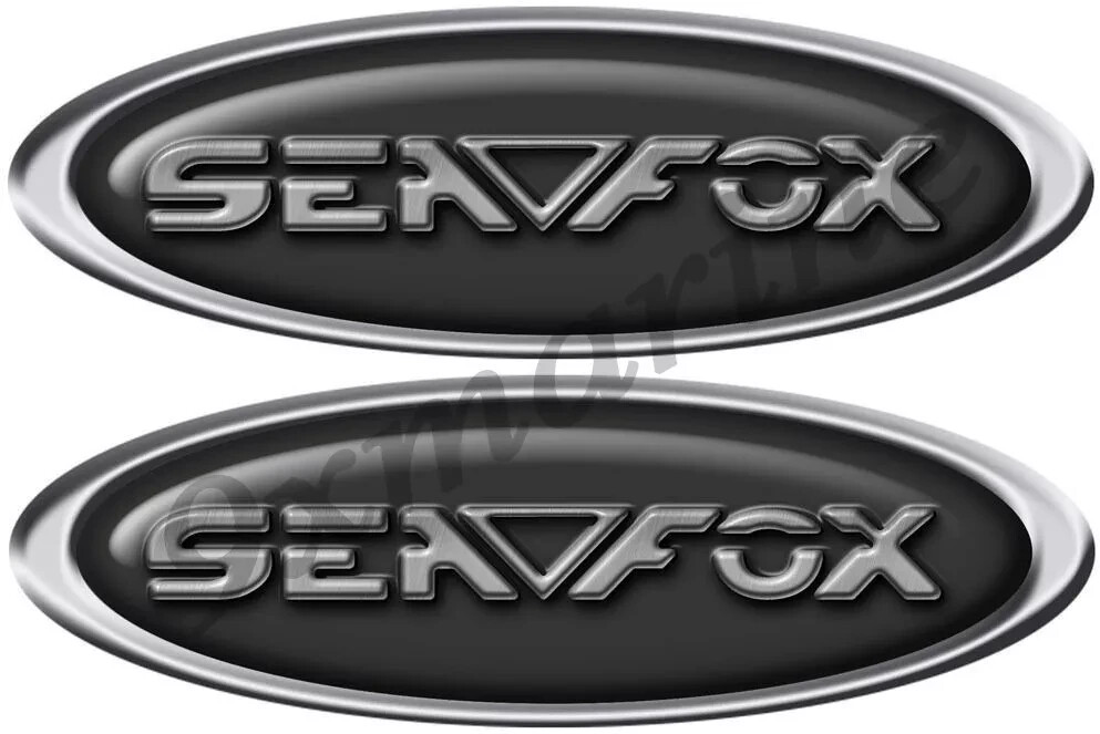 Set of 2 Sea Fox Classic Oval Vinyl Stickers, Imitated 3D Look, 10" x 3.5"