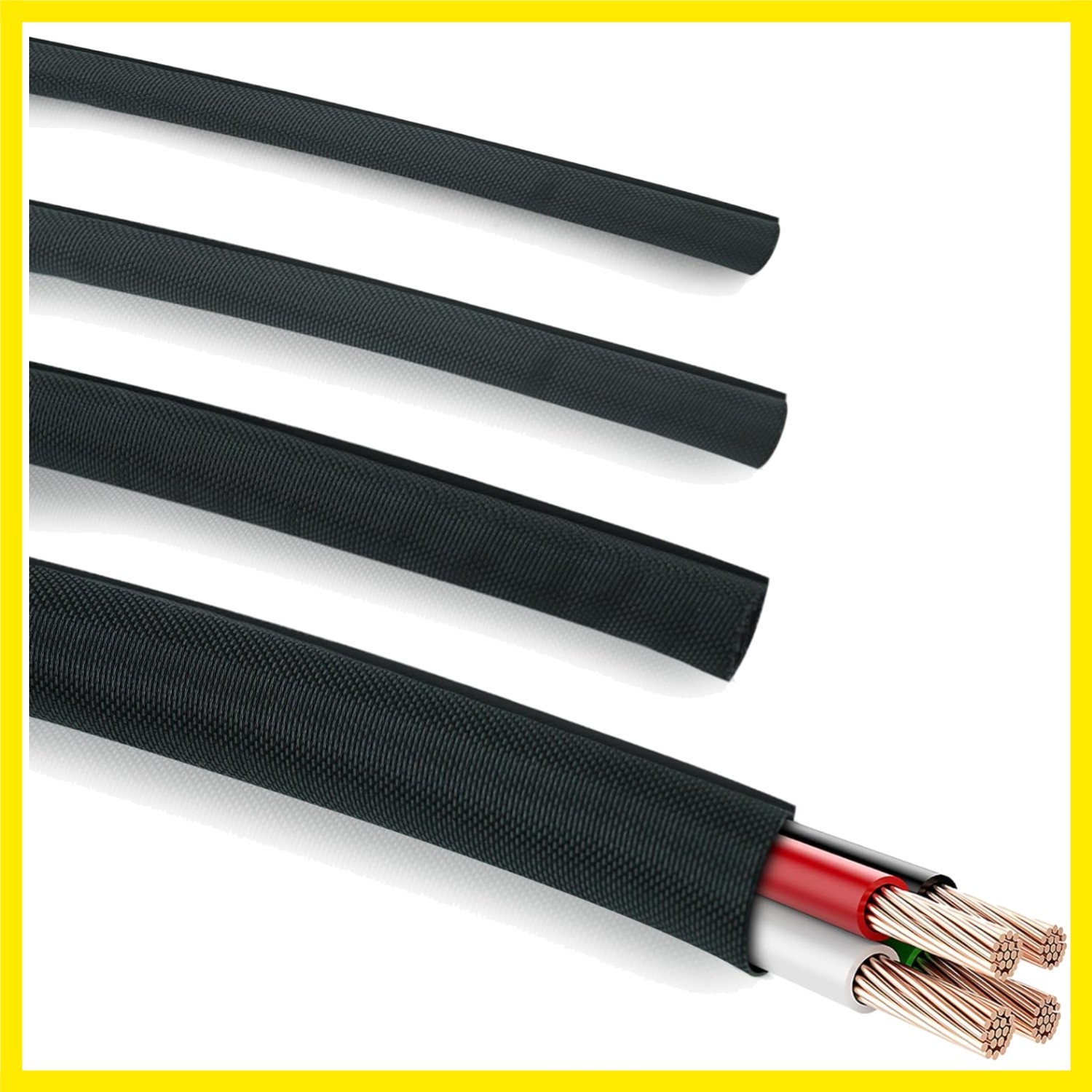 300 Inch Self-Wrapping Split Braided Sleeve Cable Management,Automotive Wire ...