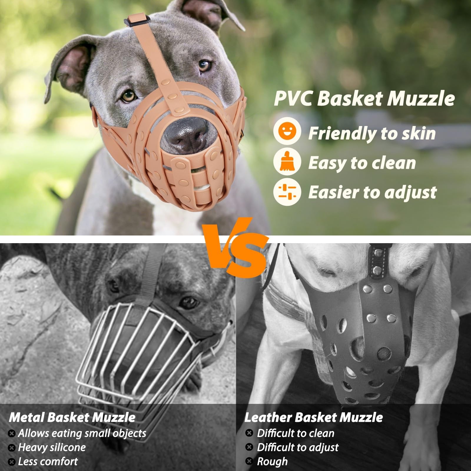 Pitbull Basket Dog Muzzle Prevent Biting Scavenging Allow Pant Drink Sturdy