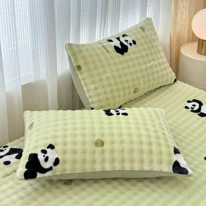 Winter Fleece Pillowcase - Thick Plush Cartoon Design, Ultra Soft Warm Pillow Co