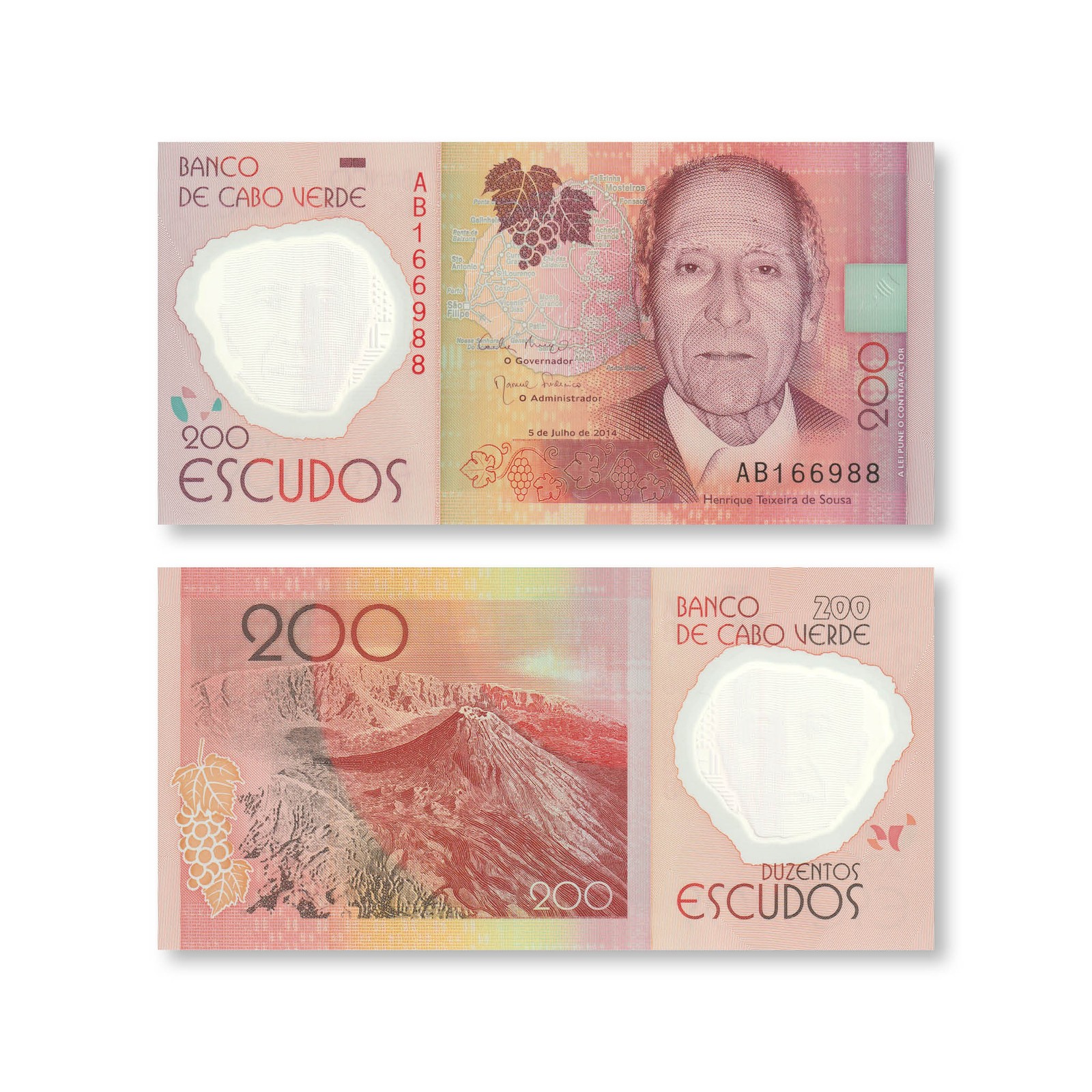 Cape Verde 200 Escudos, Polymer, 2014, B217a, P71, UNC