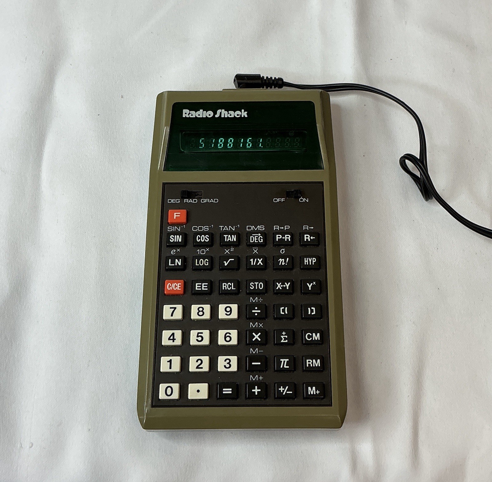 Vintage Radio Shack Scientific Calculator 65-638A, EC-495 Green VFD