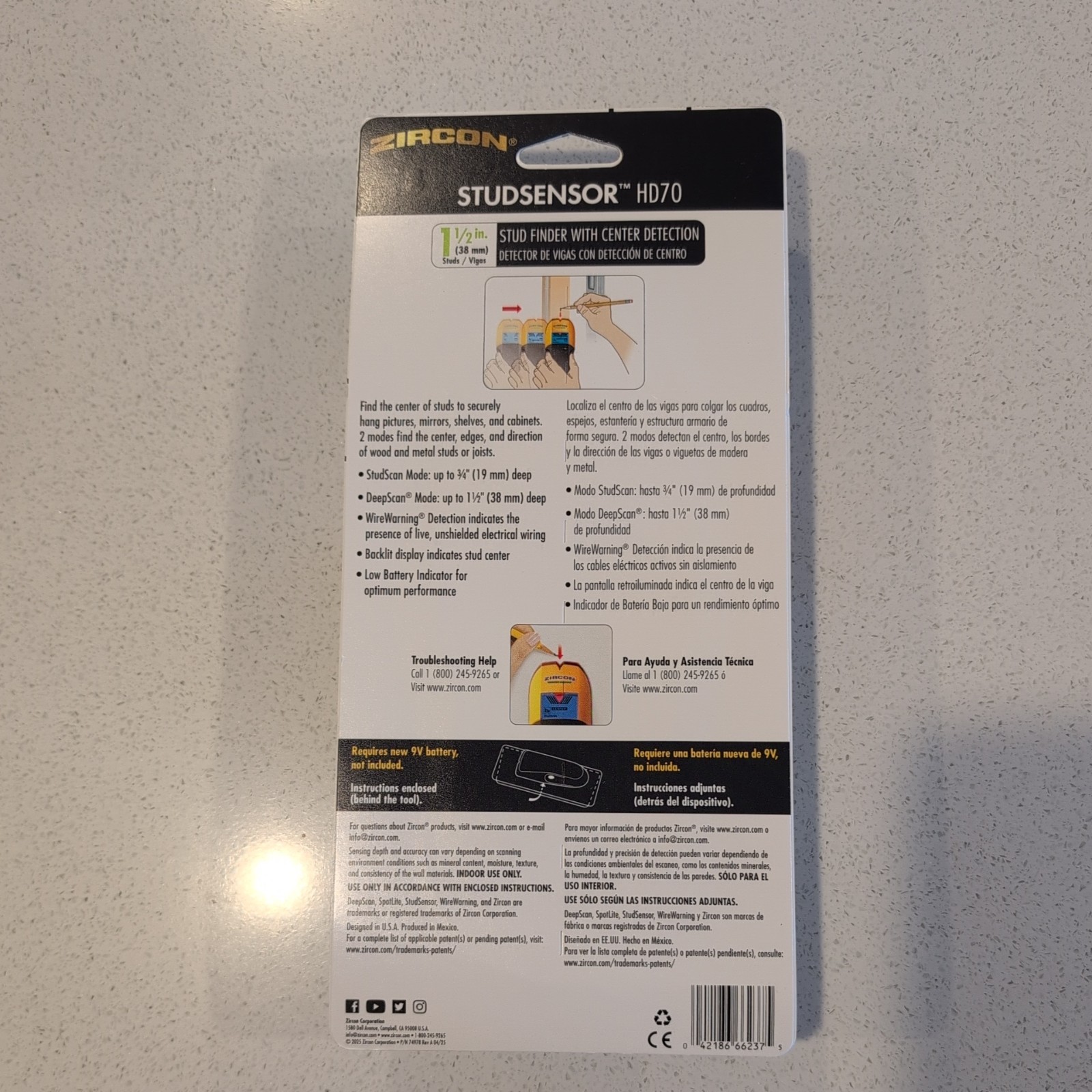 Zircon StudSensor™ HD70 Stud Finder With Center Detection