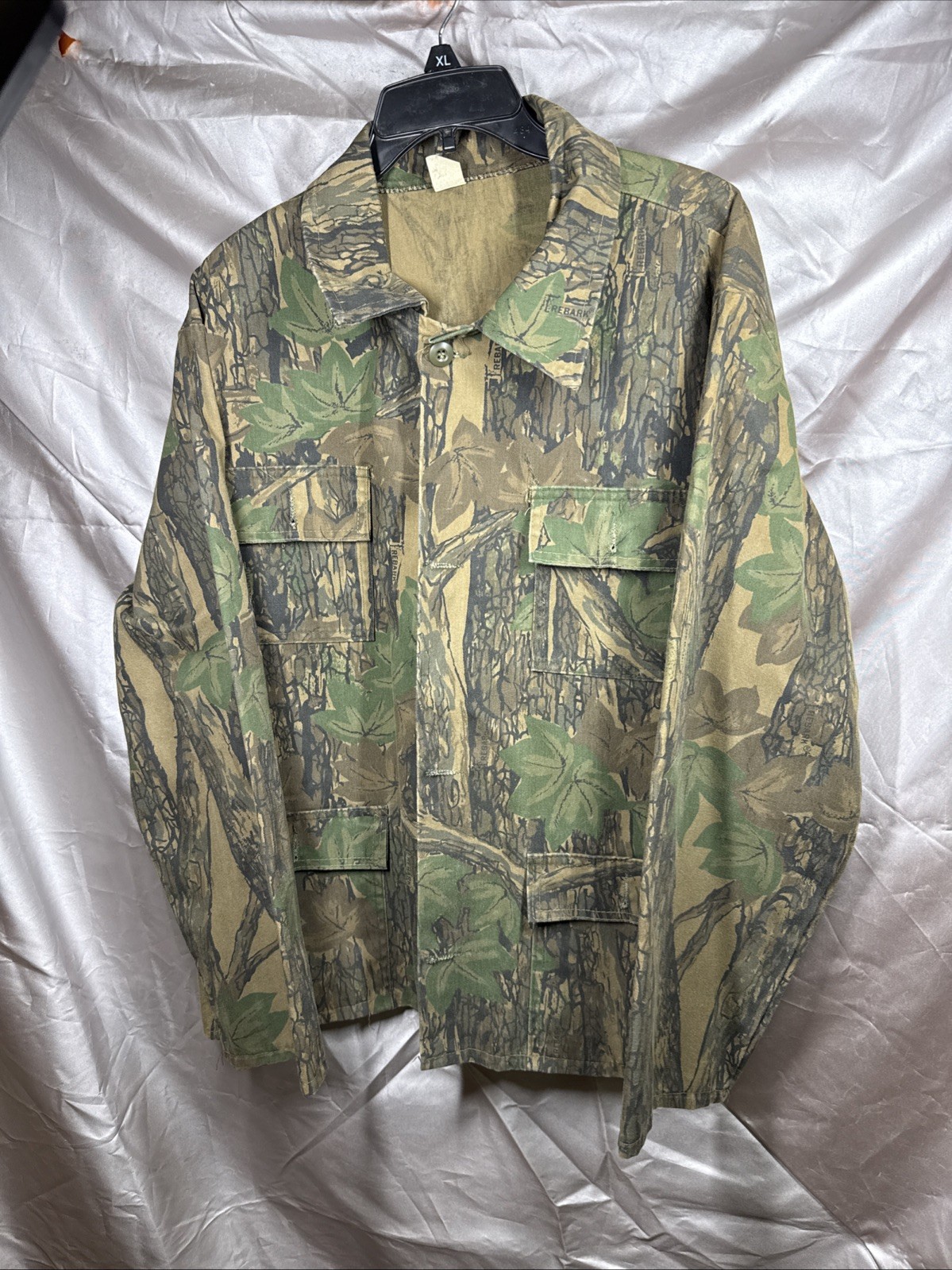 VTG 80s USA Made Mossy Oak 4 Pocket Tree Bark Camo Jacket XL Vintage