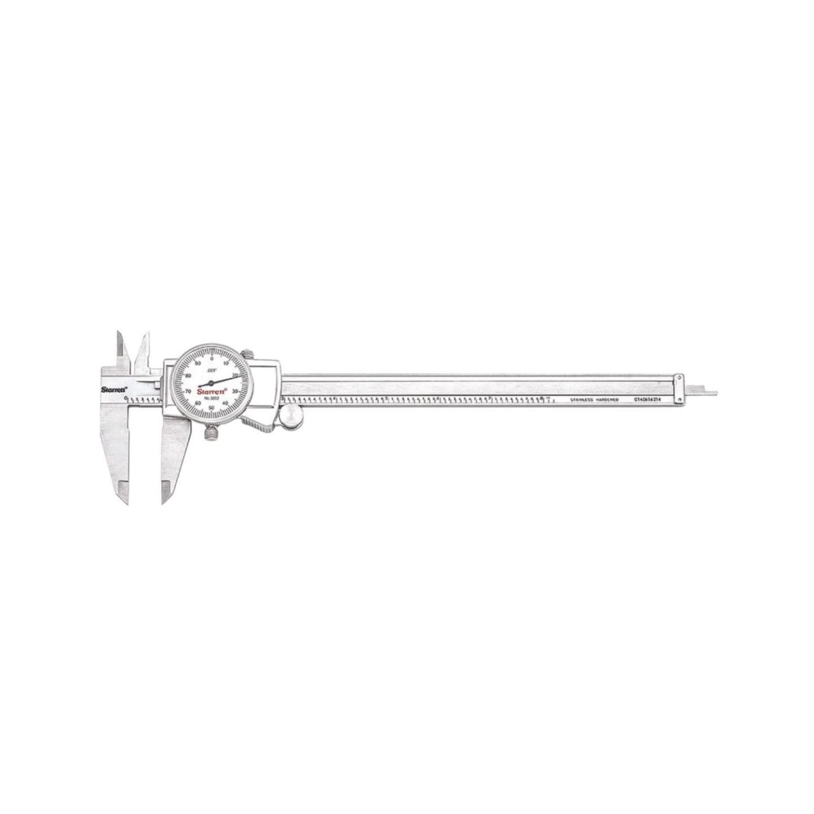 Starrett Dial Caliper with Adjustable Bezel and Fitted Case - White Face, 0-8...