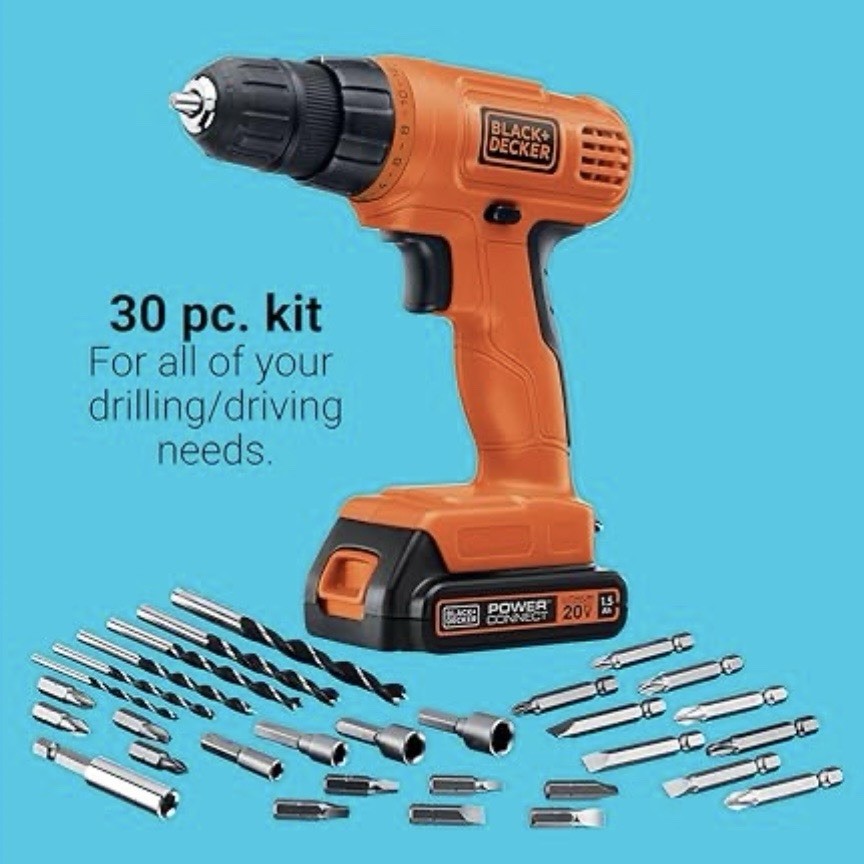 BLACK+DECKER 20V Max Cordless Drill Driver with 30 pcs Accessories LD120VA