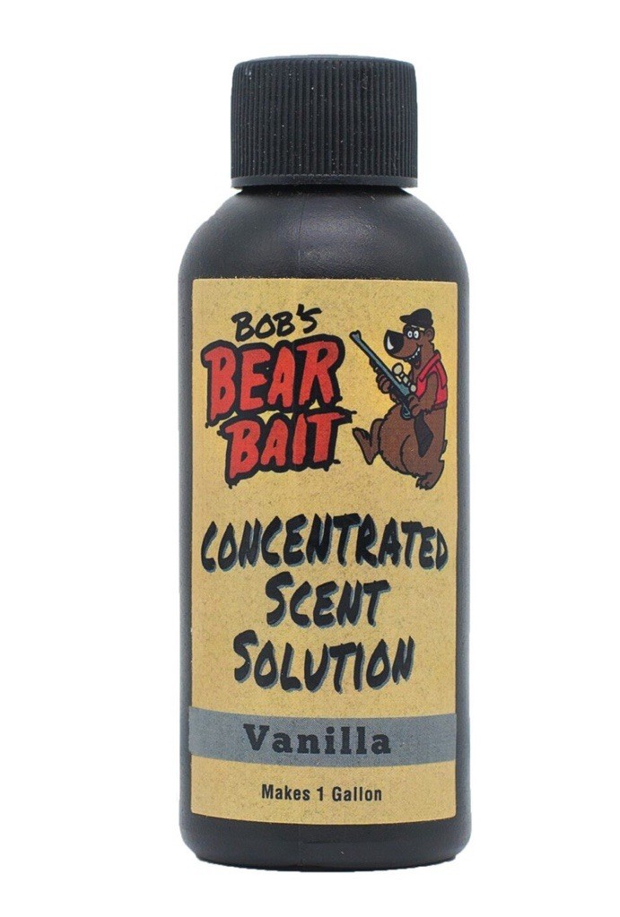 Bobs Bear Bait Concentrate vanilla Scent Lure Attractor Oily 2 Oz Bottle =1 Gal